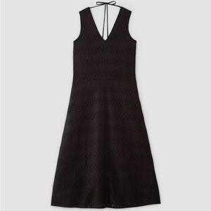 Everlane Linen Eyelet Midi Dress, black, size  XXL